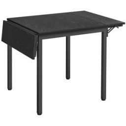 VASAGLE Table extensible industriel, Noir Boisé + Noir D'encre