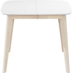 Miliboo Table à manger extensible scandinave carrée blanche et bois L90-130 cm LEENA