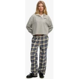 Superdry Femme Pantalon à Carreaux en Coton Avec élastique Blue Taille: 38