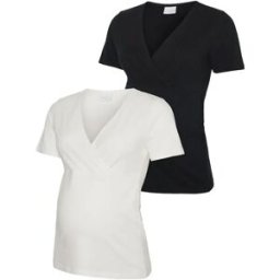 Mamalicious T-shirt à Manches Courtes Kerrie Tess Maternity 2 Unités Black / Snow White XS Femme