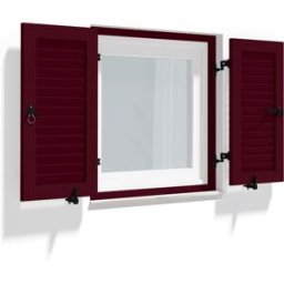 fenetre24.com Volets Battants rouges, volets à cadre de montage lames Nice, rouge pourpre RAL 3004, 800 x 800 mm, 2 vantaux avec couvre-joint, sur mesure