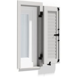 fenetre24.com Volets Battants alu, volets à cadre dormant lames Nice, RAL 9016 blanc signalisation, 300 x 800 mm, 1 vantail ouverture à gauche, sur mesure
