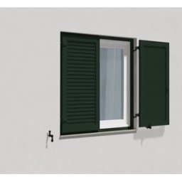 fenetre24.com Volets Battants vert sapin, volets battants avec cadre de montage, lames Nice, RAL 6009, 300 x 800 mm, 1 vantail ouverture à gauche, sur mesure