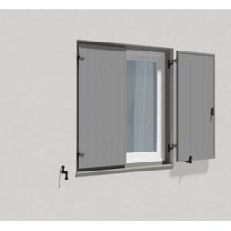 fenetre24.com Volets Battants gris avec cadre de montage, lames Deauville, RAL 7004 mat, 300 x 800 mm, 1 vantail ouverture gauche, personnalisable en ligne
