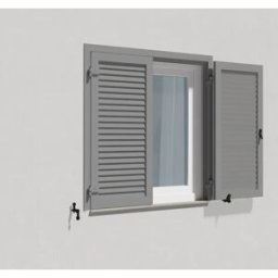 fenetre24.com Volets Battants gris, cadre dormant 67 mm, RAL 7004 structure fine mat, lames Nice, 300 x 800 mm, 1 vantail gauche avec crémone, sur mesure