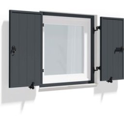 fenetre24.com Volets Battants modernes, cadre de montage lames Deauville, RAL 7016 gris anthracite, 800 x 800 mm, 2 vantaux avec couvre-joint, à personnaliser