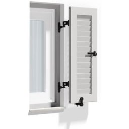 fenetre24.com Volets Battants, modèle à lames Nice, Blanc signalisation RAL 9016, 300 x 800 mm, 1 vantail gauche avec cadre de montage, à configurer en ligne