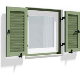 fenetre24.com Volets Battants verts avec cadre de montage, lames Nice, RAL 6021 vert pâle, 800 x 800 mm, 2 vantaux avec couvre-joint, à configurer en ligne