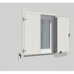 fenetre24.com Volets Battants blancs, cadre dormant 55x67, blanc signalisation RAL 9016, 800 x 800 mm, lames Deauville 2 vantaux, à composer sur mesure