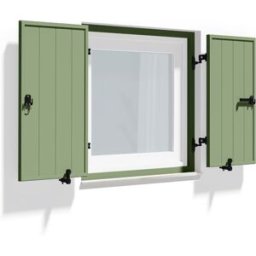 fenetre24.com Volets Battants de fenêtre, avec cadre de montage, lames Deauville, RAL 6021 vert pâle, 800 x 800 mm, 2 vantaux avec couvre-joint, sur mesure