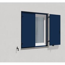 fenetre24.com Volets Battants Bleu Foncé, avec cadre de montage lames Deauville, RAL 5013 mat, 800 x 800 mm, 2 vantaux avec battement, configurable individuellement