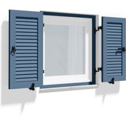 fenetre24.com Volets Battants bleus, volets à cadre de montage, lames Cannes, RAL 5014 bleu pigeon, 800 x 800 mm, 2 vantaux avec couvre-joint, sur mesure