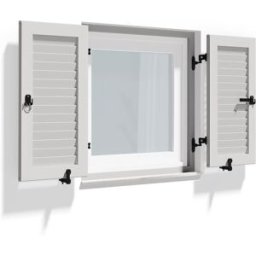 fenetre24.com Volets Battants avec cadre de montage, lames Nice, Blanc signalisation RAL 9016, 800 x 800 mm, 2 vantaux avec couvre-joint, sur mesure
