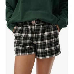Superdry Femme Short à Carreaux en Coton Avec élastique Black Taille: 36