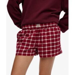 Superdry Femme Short à Carreaux en Coton Avec élastique Red Taille: 34