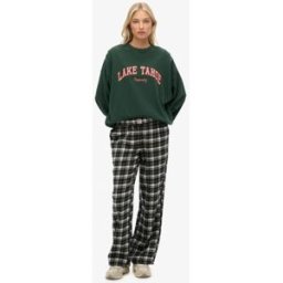 Superdry Femme Pantalon à Carreaux en Coton Avec élastique Black Taille: 34