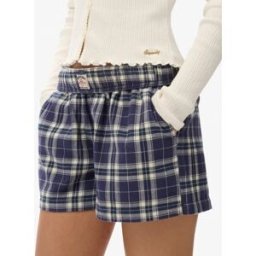 Superdry Femme Short à Carreaux en Coton Avec élastique Navy Taille: 34