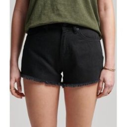 Superdry Femme Short en Jean Taille Haute Studios en Coton bio Noir Taille: 36