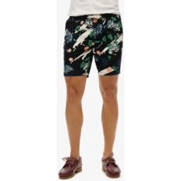 Superdry Hommes Noir et Vert Bermuda Imprimé, Taille: L