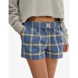 Superdry Femme Short à Carreaux en Coton Avec élastique Navy Taille: 36