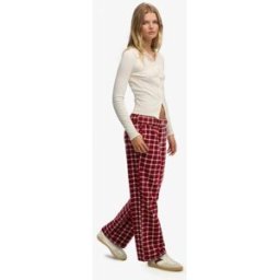 Superdry Femme Pantalon à Carreaux en Coton Avec élastique Red Taille: 36
