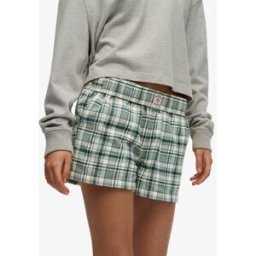 Superdry Femme Short à Carreaux en Coton Avec élastique Green Taille: 34