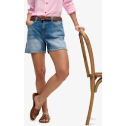 Superdry Femme Short en Jean Taille Mi-haute Blue Taille: 24