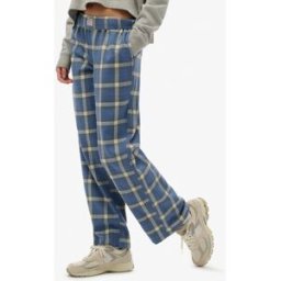 Superdry Femme Pantalon à Carreaux en Coton Avec élastique Navy Taille: 38