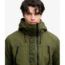 Superdry Homme Veste Coupe-vent Ultimate à Capuche Brodée Khaki Taille: S