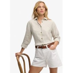 Superdry Femme Short en Jean Taille Mi-haute White Taille: 24