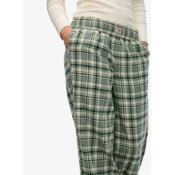 Superdry Femme Pantalon à Carreaux en Coton Avec élastique Green Taille: 34