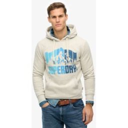 Superdry Homme Sweat à Capuche Mountain Rainbow Gris Clair Taille: L