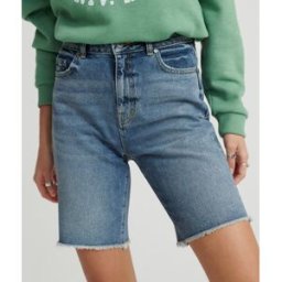 Superdry Dames Bleu Boy Bermuda, Taille: 34