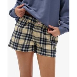 Superdry Femme Short à Carreaux en Coton Avec élastique Blue Taille: 34