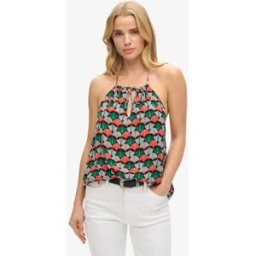 Superdry Femme Top dos nu à Imprimé Plage Orange Taille: 44