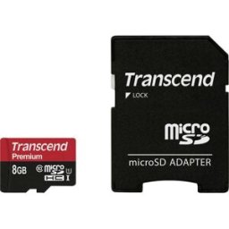 Transcend Premium Carte microSDHC 8 GB Class 10, UHS-I avec adaptateur SD