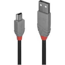 LINDY Câble USB USB 2.0 USB-A mâle, USB-Mini-B mâle 5.00 m noir contacts dorés 36725