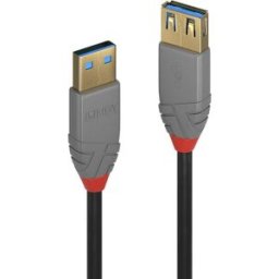 LINDY Câble USB USB 3.2 Gen1 USB-A mâle, USB-A femelle 1.00 m noir contacts dorés 36761