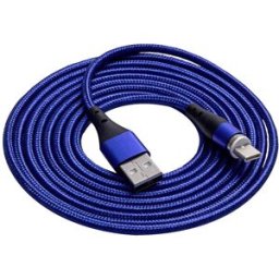 Akyga Câble USB USB-A mâle, USB-C® mâle 2.00 m bleu connecteur magnétique AK-USB-43