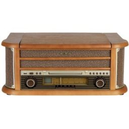 Reflexion HIF2002 Chaîne stéréo rétro FM, CD, Cassette, Lecteur de disque, USB, Boîtier en bois véritable, fonction enregistrement, avec télécommande 2 x 40 W