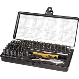 Jeu dembouts Wiha Micro-Bit-Set 65-tlg.m.Ratsche Schlitz/PH/6-kant in+auß/T/Pen 39971 65 pièces vis à fente, cruciforme Phillips, 6 pans intérieurs, TORX®