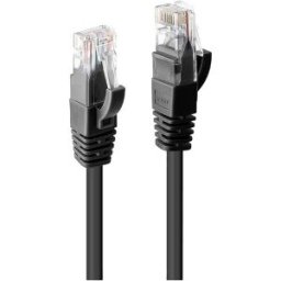 LINDY 48082 RJ45 Câble réseau, câble patch CAT 6 U/UTP 10.00 m noir avec manchon de protection contre les pliages, torsadé par paire, contacts dorés, non