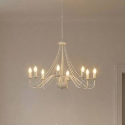Lustre Malbo, blanc, métal, à 8 lampes, E14 Malbo HELAM, dimmable, blanc, Salon / Salle à manger, Métal, Moderne