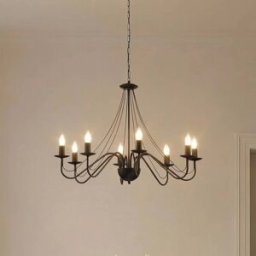 Lustre Malbo, noir, métal, à 8 lampes, E14 Malbo HELAM, dimmable, noir, Salon / Salle à manger, Métal, Moderne