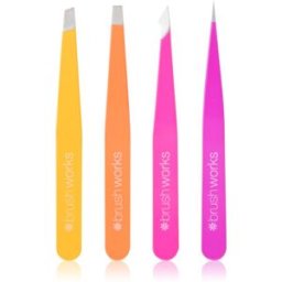 Brushworks Combination Tweezer Set kit de pinces à épiler sourcils type Brights 4 pcs