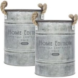 Atmosphera Pot De Fleur Jj4289 2 Unités Grey One Size