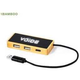 Hub en Bambou Personnalisable avec Port USB - Ginger bambou