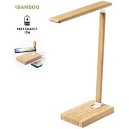 Lampe publicitaire de bureau avec chargeur Sleya bambou