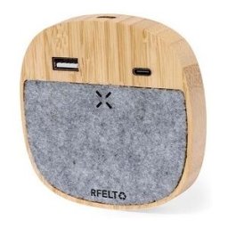 Chargeur Sans Fil en Bambou Personnalisé - Emerson bambou PET recyclé gris