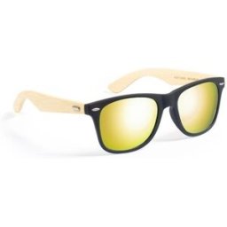 Lunettes de soleil personnalisé UV400 Mitrox bambou Polycarbonate (PC) jaune